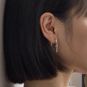 Geometric Curved Line Stud Earrings